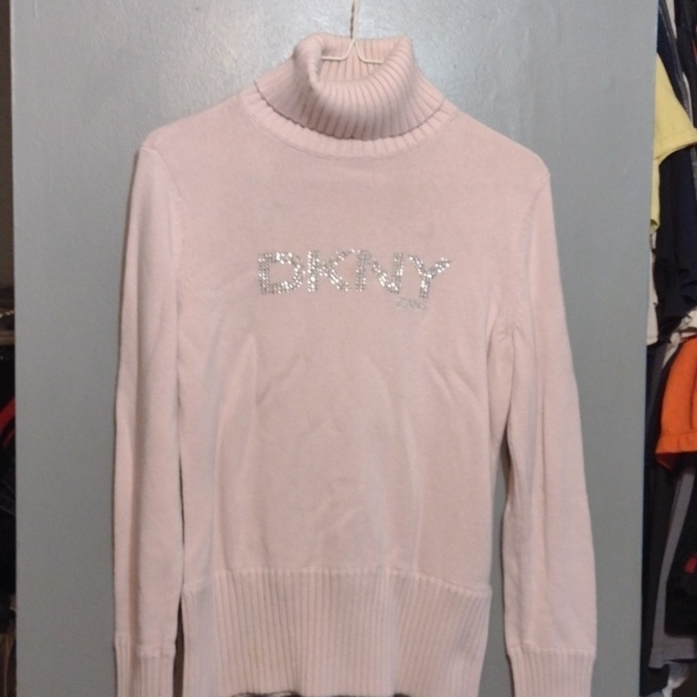 VINTAGE dinky sweater turtleneck light pink size large